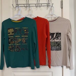 George Kids Graphic Long Sleeve Shirts - Green, Orange, Beige Size L & XL